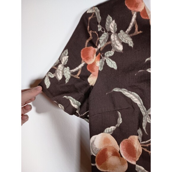 Vintage Maggy London Brown Shift Floral Cotton USA Square Neck Dress Size 10 - Picture 4 of 6